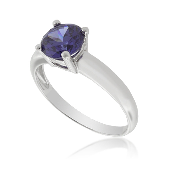 Anillo Solitario de Plata Fina .925 con Tanzanita