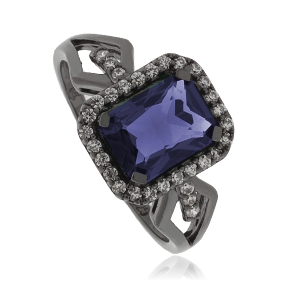 Anillo de Plata Negra con Tanzanita