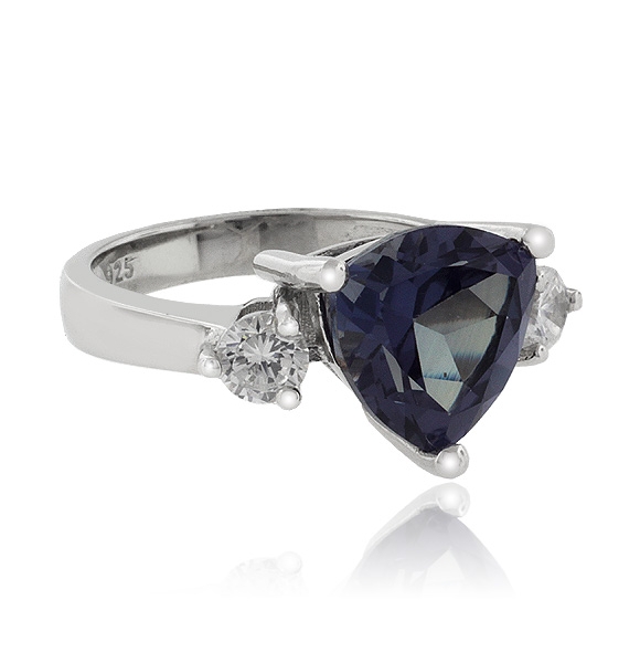 Anillo de Alejandrita Bicolor en Plata 925 ( Azul/Morado )