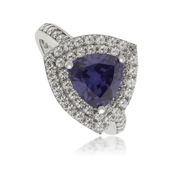 Anillo de Tanzanita corte Triangular en Plata .925