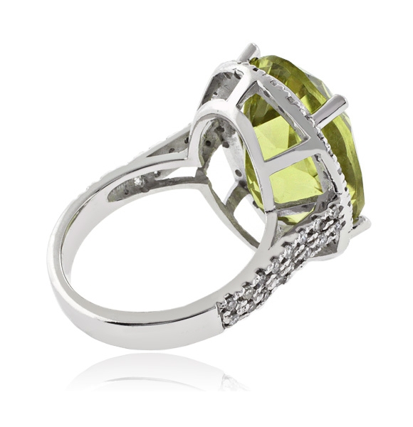 Anillo de Oro Blanco 14K con Citrina Amarilla Natural