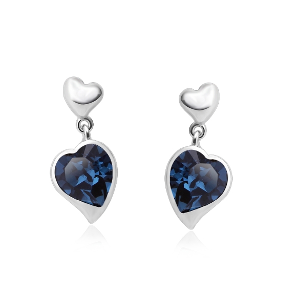 Aretes Color Azul en Forma de Corazón de Swarovski