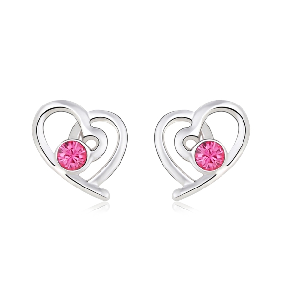 Aretes de Swarovski con Rodio en Forma de Corazón