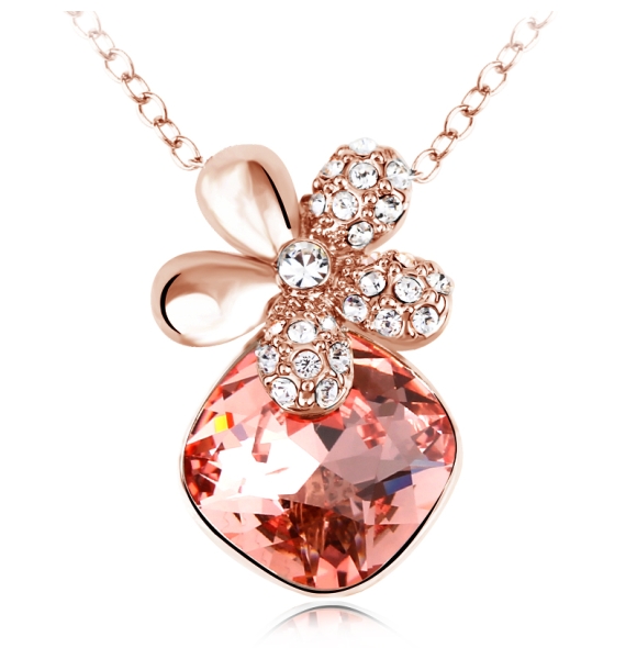 Collar de Swarovski bañado en Oro Rosa de 14K Color Rosa