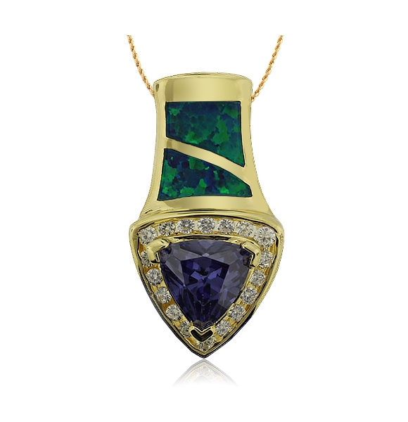 Dije en Baño de Oro con Tanzanita y Ópalo Australiano