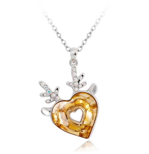 Divino collar de Swarovski con Rodio en forma de Corazón Color Ámbar