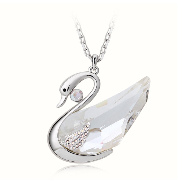 Collar de Swarovski con Rodio Color Blanco en Forma de Cisne
