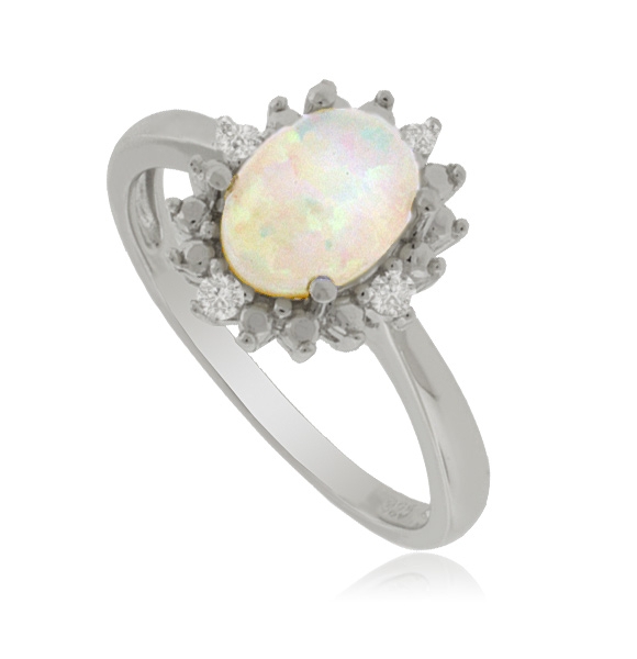 Hermoso Anillo de Ópalo con Zirconias en Plata