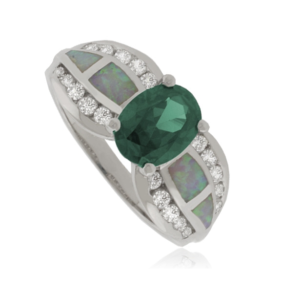 Anillo de Alejandrita con Ópalo de Corte Ovalado.