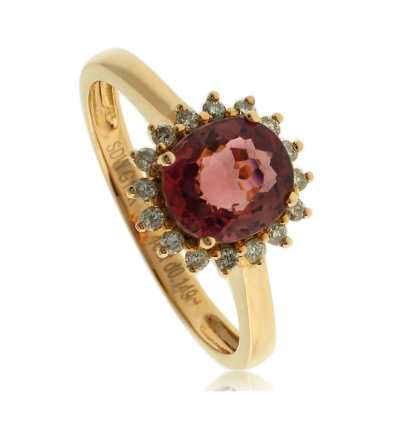 Gran anillo de oro de 18K con Piedra Rubelita