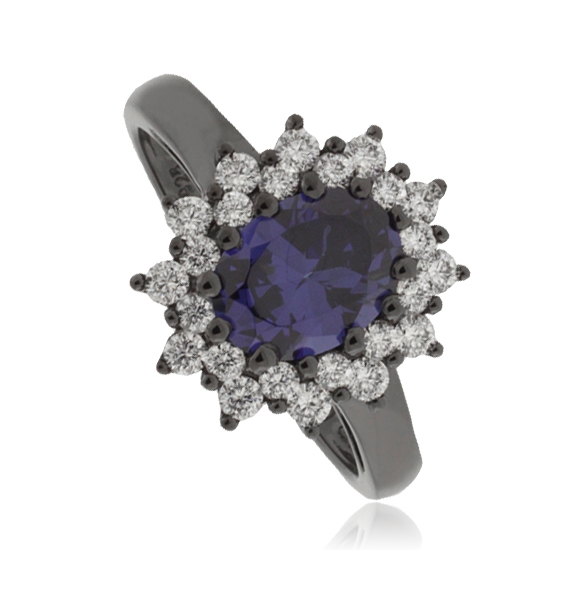 Anillo de Plata Oxidada con Tanzanita de corte Ovalado