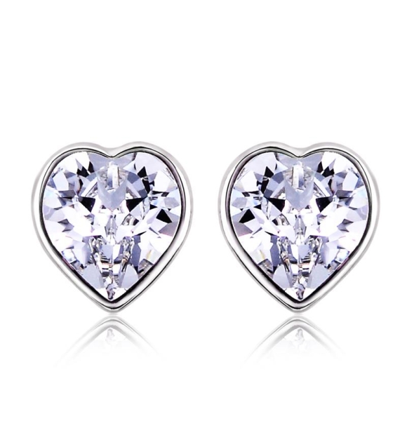 Aretes Blancos de Swarovski con Rodio En Forma De Corazón