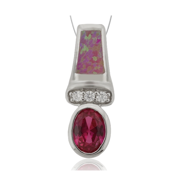 Collar de Plata y con Ópalo Rosa y Rubí