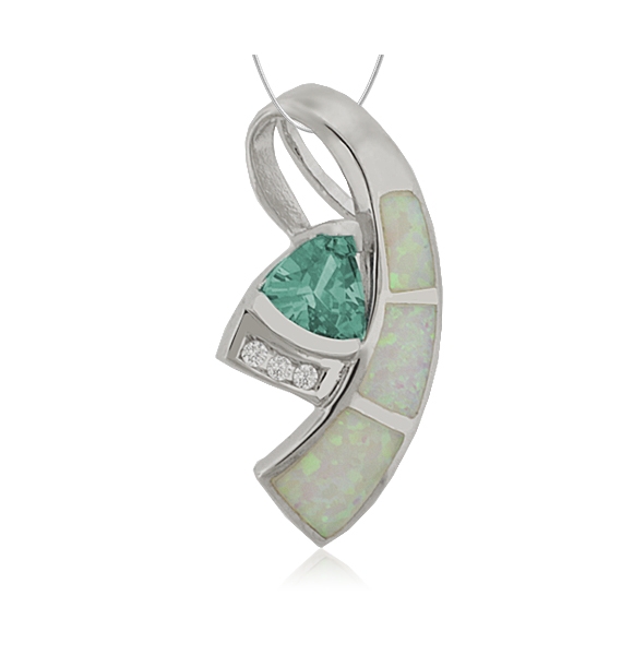 Collar de Plata fina con Piedra Alejandrita y Ópalo Blanco