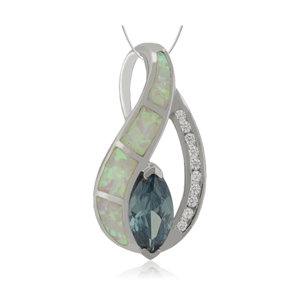 Dije de Alejandrita en Corte Marquesa con Ópalo blanco