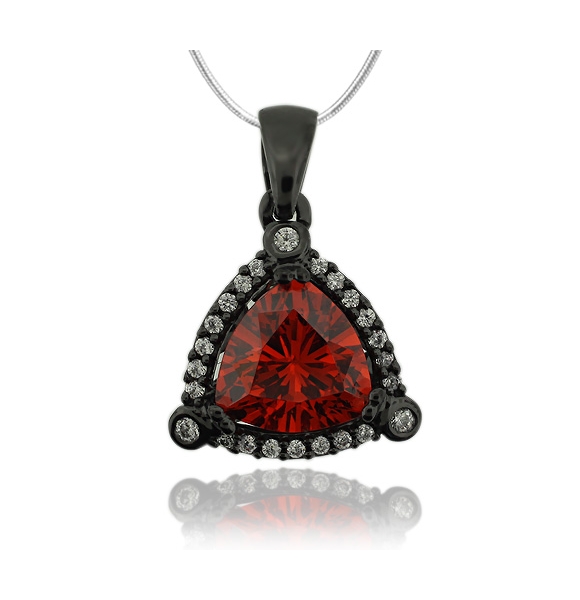 Hermoso Dije de Ópalo de Fuego en Corte Triangular y Plata Negra