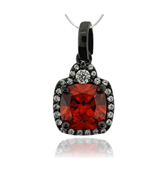 Dije de Ópalo de Fuego Con Plata Negra Y Zirconia