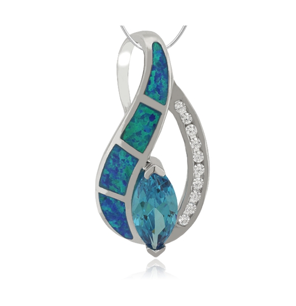 Dije de Ópalo y Topaz Azul con Plata de Ley