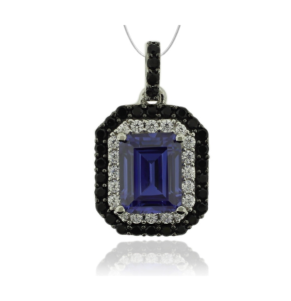 Silver Pendant With Tanzanite in Emerald Cut