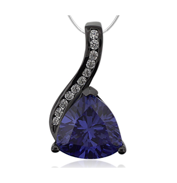 Dije de Plata Negra y Piedra de Tanzanita En corte Triangular.