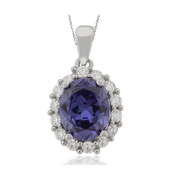 Dije de Plata Fina y Tanzanita en Corte de Óvalo