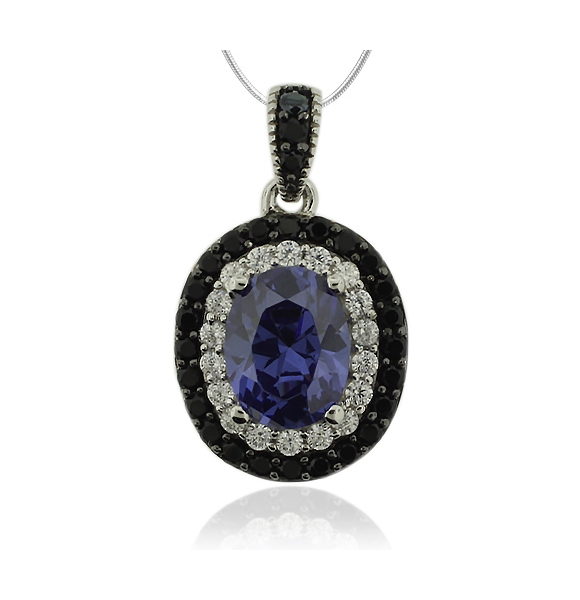 Dije de Plata Fina y Tanzanita en Corte Ovalado
