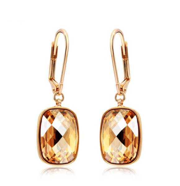 Elegantes Aretes de Cristal Swarovski Color Dorado