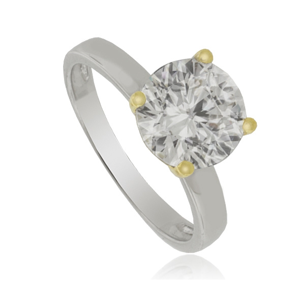 Gran Anillo Solitario con Piedra Zirconia y Acabado en Baño de Oro