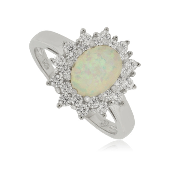 Anillo de Ópalo con Zirconias en Plata