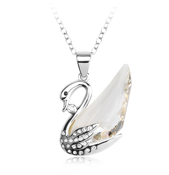 Elegante Collar de Cisne Swarovski Blanco con rodio