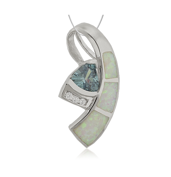 Collar de Plata fina con Piedra Alejandrita y Ópalo Blanco