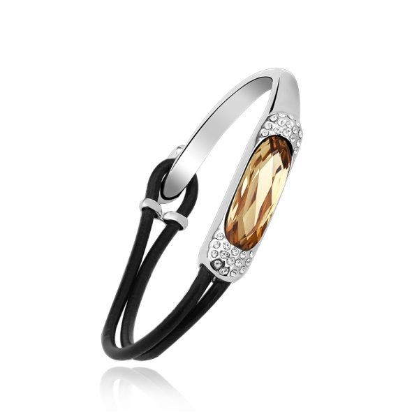 Pulsera Swarovski Ambar Color con Baño de Oro Blanco 18K