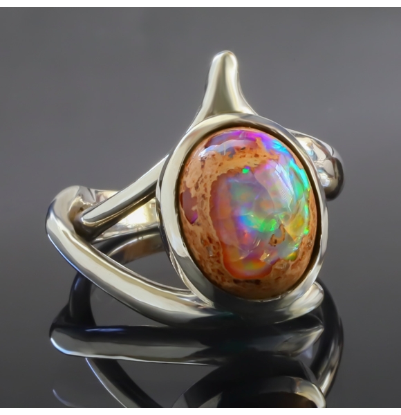 Anillo de Plata .925 con Ópalo Mexicano Genuino
