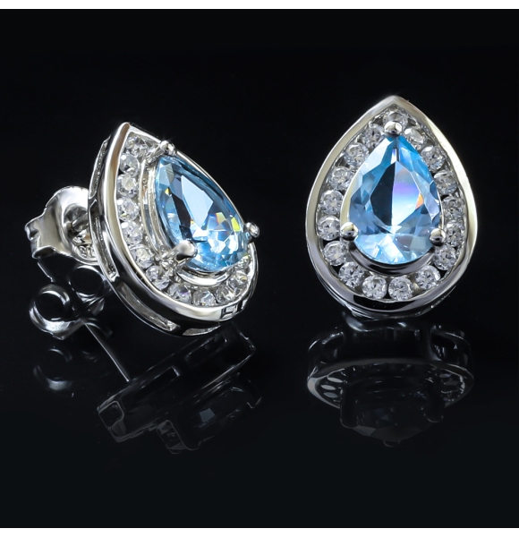 Aretes de Aguamarina en Plata Fina .925