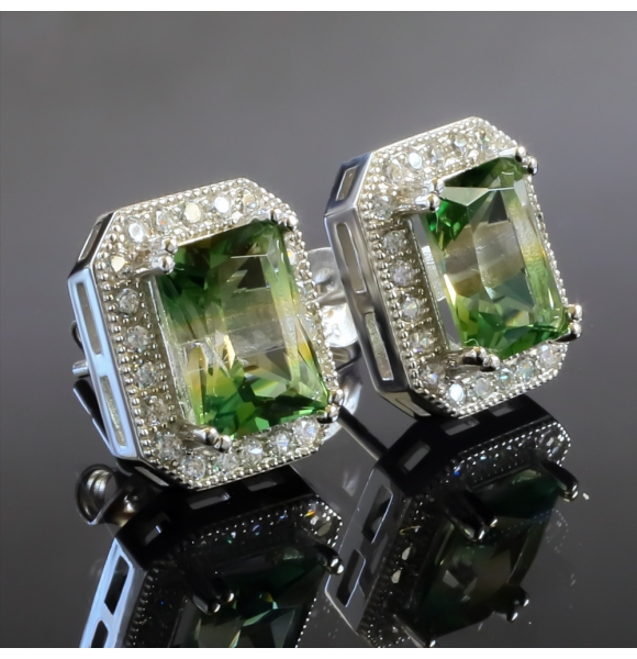 Aretes de Plata Fina .925 con Turmalina Verde