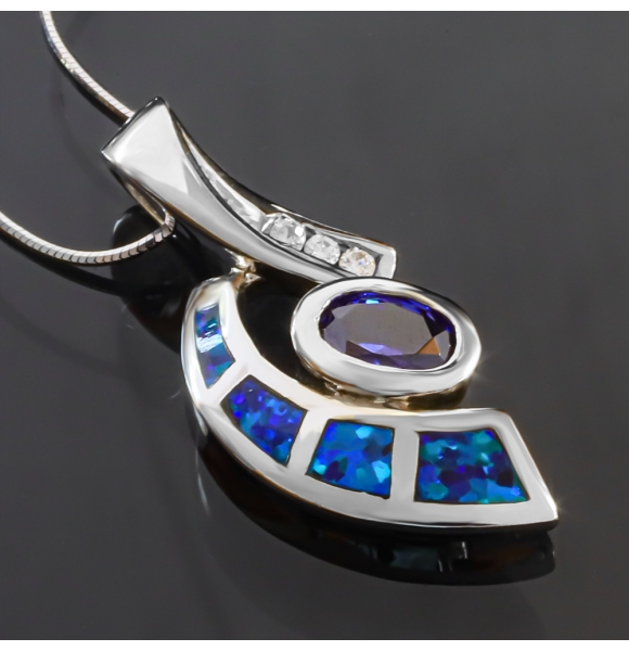 Dije de Tanzanita y Ópalo en Plata .925