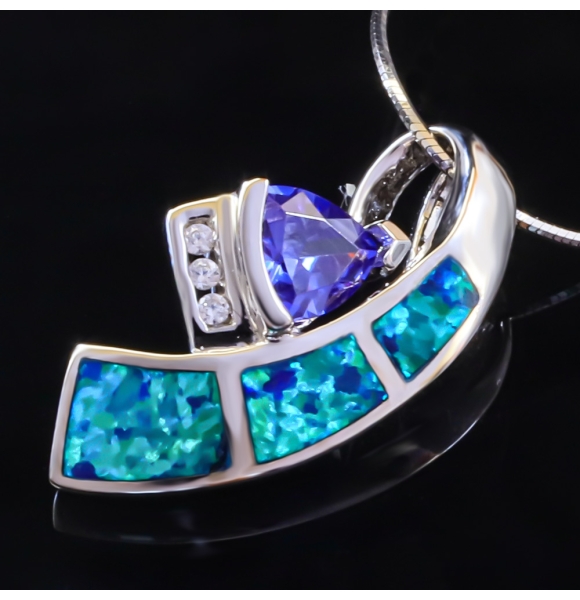 Dije de Tanzanita y Ópalo Australiano en Plata de Ley
