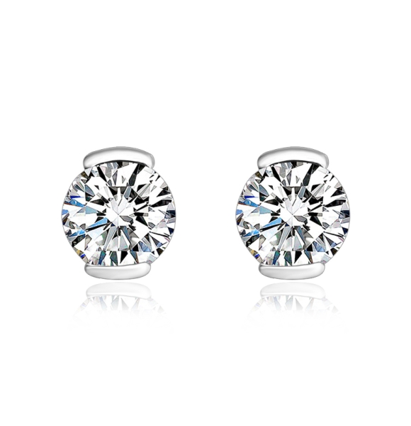 Aretes Blancos de Swarovski en Plata de Ley