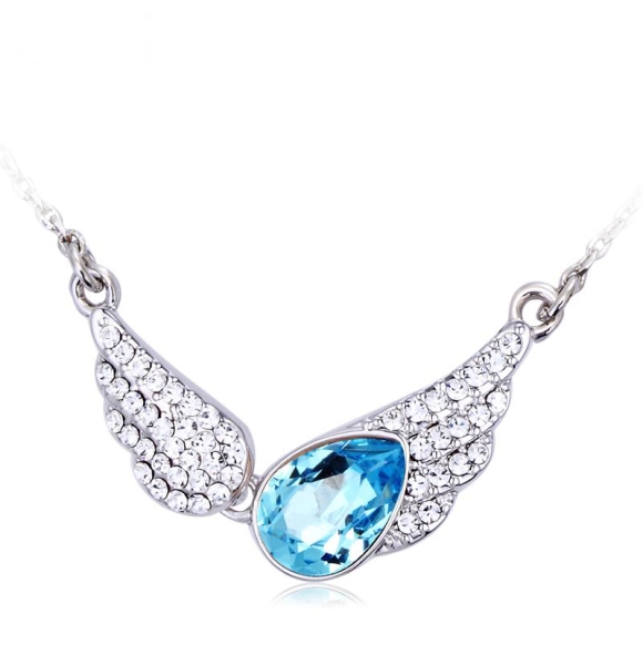 Collar de Alas Swarovski con Rodio Color Azul