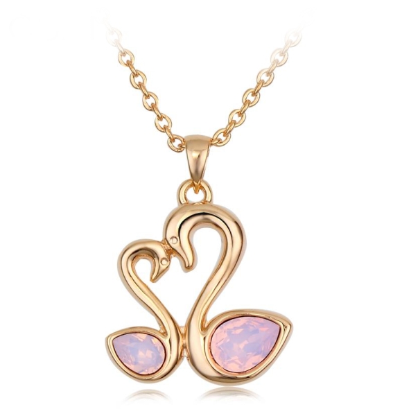 Collar de Swarovski con Rodio en Forma de Cisnes Color Dorado