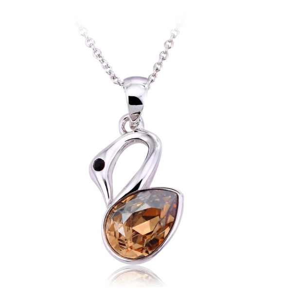 Collar de Swarovski en Forma de Cisne Color Ambar