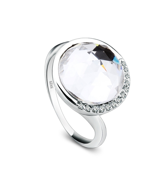 Elegante Anillo de Cristal Swarovski Blanco