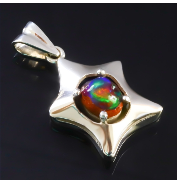 Dije de Plata de Ley .925 con Ópalo Mexicano Matrix