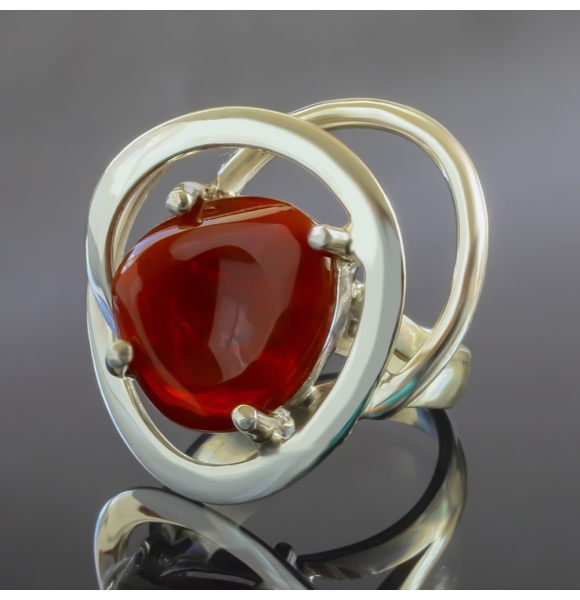 Piedra de Opalo Genuino en Anillo de Plata