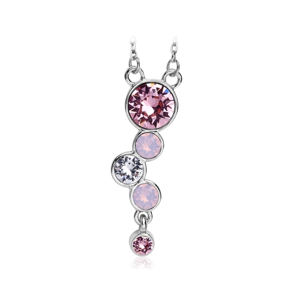 Hermoso Collar con Cristales Cristal Austriaco en Tonos Rosados