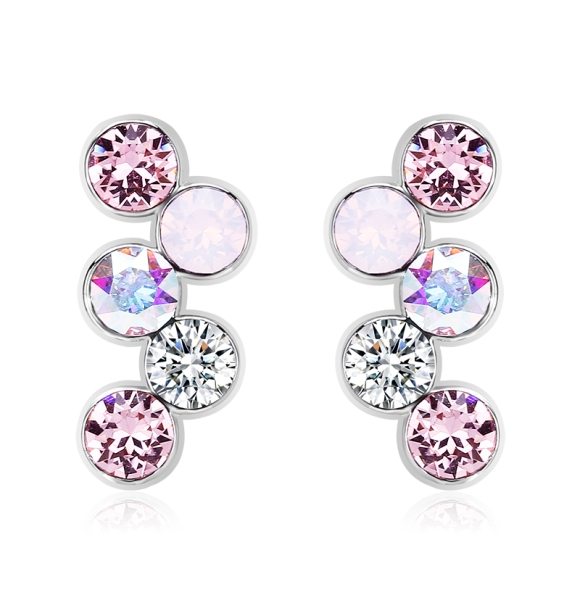 Aretes de Swarovski en Forma de círculos tonos rosas