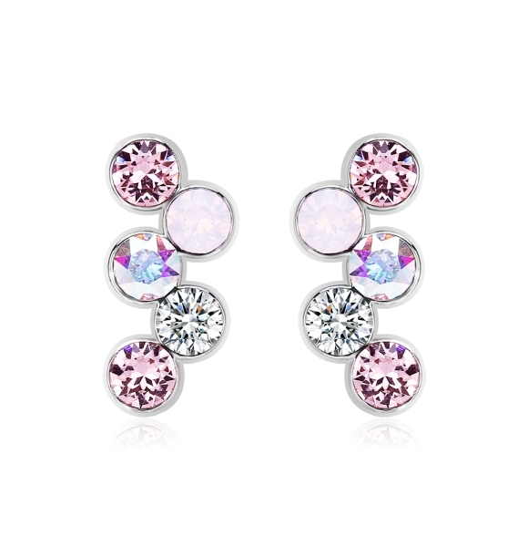 Aretes de Cristal Austriaco en Forma de círculos tonos rosas