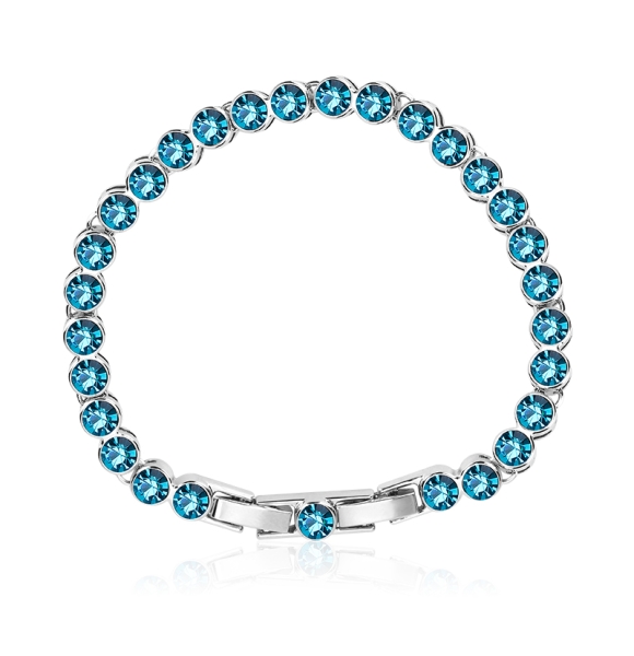 Hermosa Pulsera de Cristales Swarovski color Aquamarina