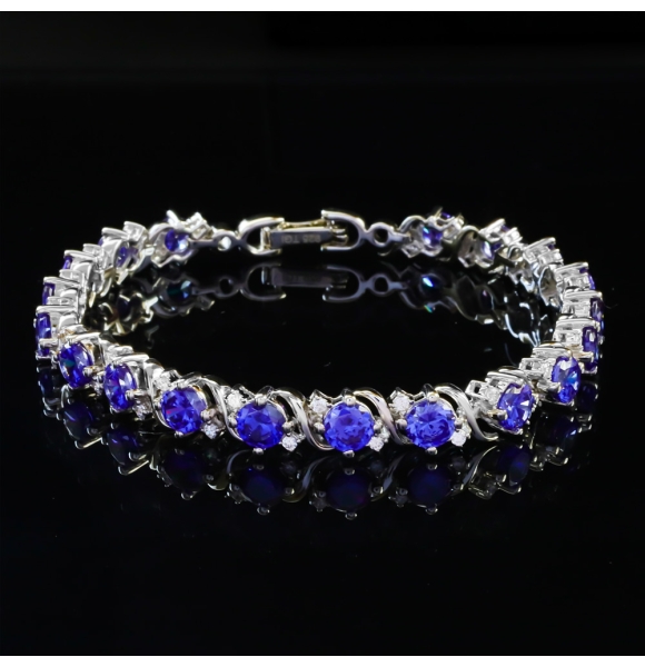 Peciosa Pulsera de Plata de Ley .925 con Tanzanita