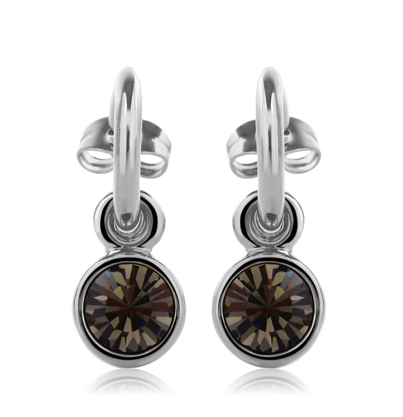 Aretes Redondos de Cristal Swarovski color Negro